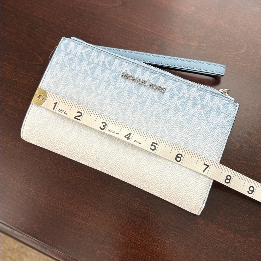 MICHAEL KORS Jet Set Large Ombré Logo Double Zip wristlet NWT - Picture 12 of 13